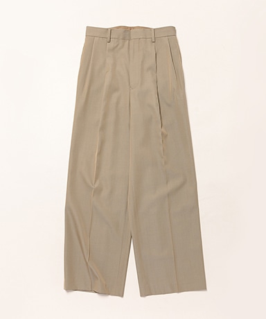 Light Wool Max Gabardine Two-Tuck Slacks