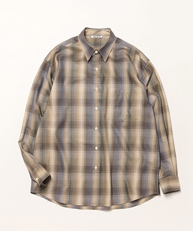 Super Light Wool Check Shirt(3(MEN) Brown Blue Check