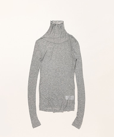 Women Melty Rib High Neck Long Sleeve T-Shirt