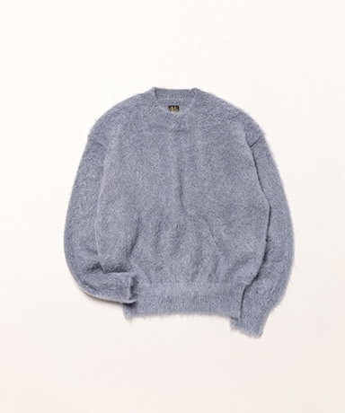 Women Pure Mohair Shaggy Crew Neck
