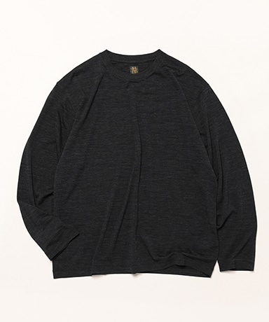 【関税込み】KUSIKOHC グレー＆ブラック Layered 長袖Tシャツ Chikashitsu +（チカシツプラス）の「【Chikashitsu +】layered