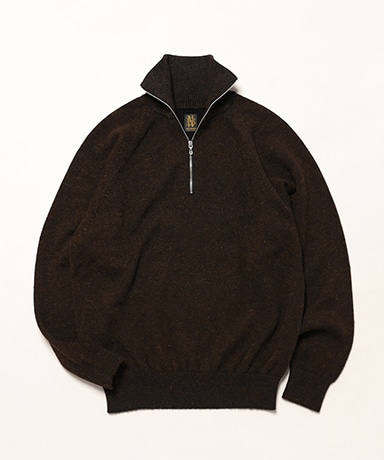 Men Baby Alpaca Kurumi Tenjiku Half Zip