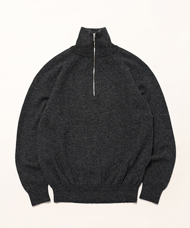Men Baby Alpaca Kurumi Tenjiku Half Zip