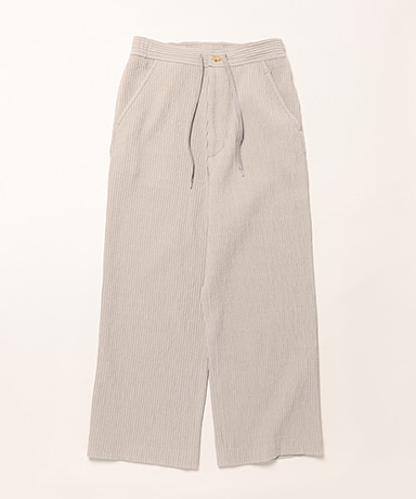 Wide Easy Trousers - Cotton Wool Pleats