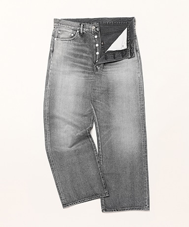 Selvage Denim Five Pocket Wide Straight Pants -LIGHT FADE-