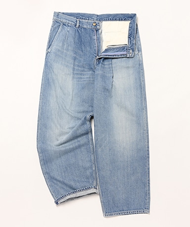 Selvage Denim Two Tuck Pants-LIGHT FADE-