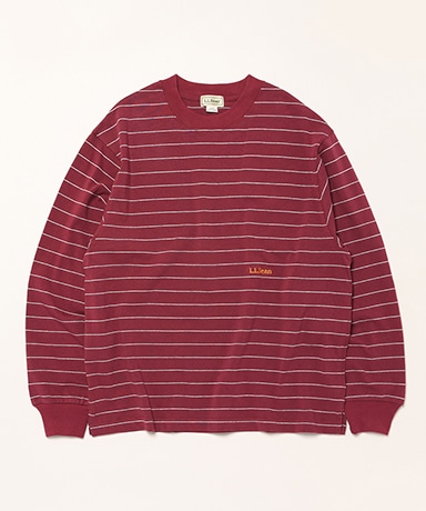 B.TRILL■Oval Wharfen Stripe Long Sleeve■送料込 Union Long-Sleeve Stripe Tee(L(MEN) Bordeaux×Birch/ボルドー