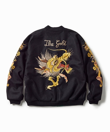 Wool Melton × Acetate Souvenir Jacket - Dragon Head