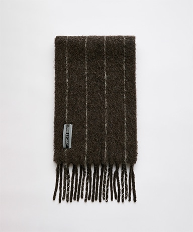 Estate Scarf - Brown Pinstripe Fuzzy Alpaca