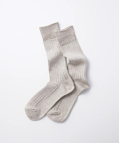 Linen Cotton Ribbed Crew Socks