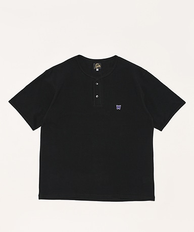 【SALE／10%OFF Cotton - Tee Neck Henry Pique(L(MEN) NEEDLES Black/ブラック): Tシャツ(半袖/袖なし)
