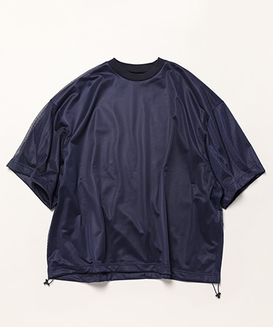 Balloon Double Layered Mesh Short Sleeve T-Shirt(L(MEN) Navy