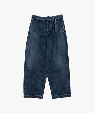 Selvage Denim Belted Pants -DARK FADE-