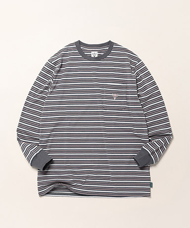 L/S Round Pocket Tee - Multi Stripe