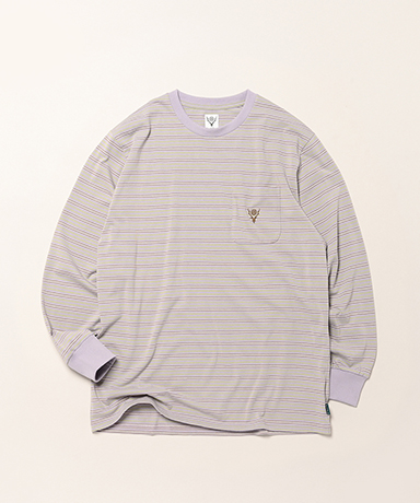 L/S Round Pocket Tee - Multi Stripe
