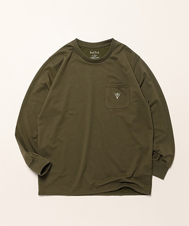 Long Sleeve Round Pocket Tee - Circle Horn