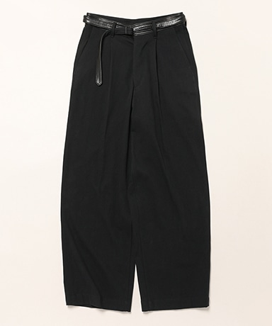 Denim-Leather Belted Trousers