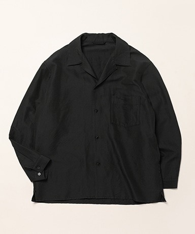 Washed Wool Silk Open-collar Shirt L/S