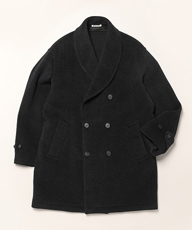 Wool Herringbone Shawl Collar Coat