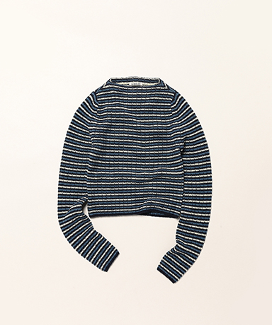 Shetland Wool Cashmere Rib Knit Boat-Neck P/O