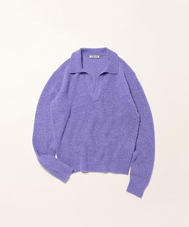 Baby Suri Alpaca Sheer Knit Skipper Polo