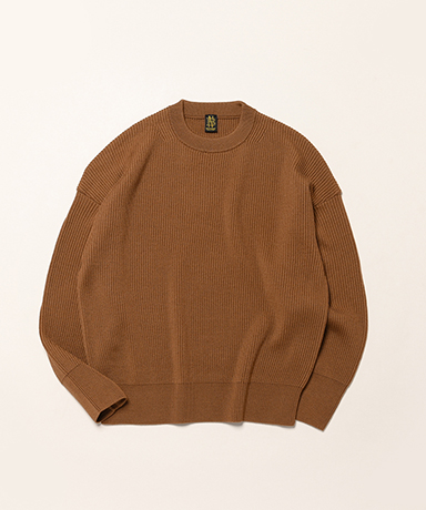 Solid Wool Rib Crew Neck