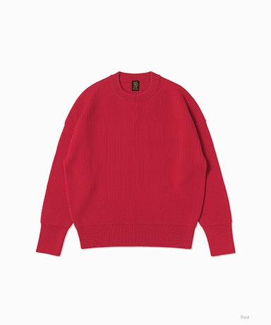 Solid Wool Rib Crew Neck