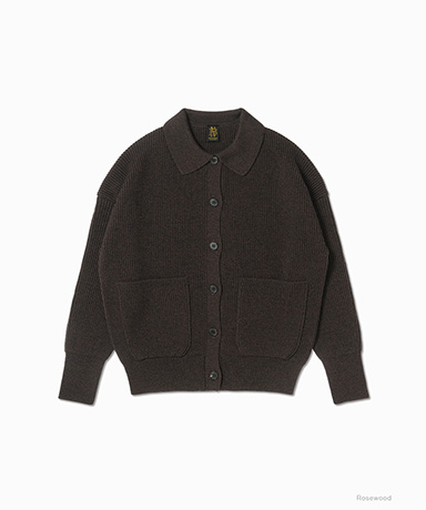 Solid Wool Rib Polo Cardigan