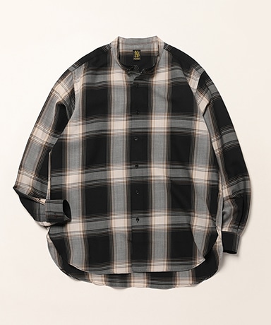 Ombre Check Band Collar Shirt