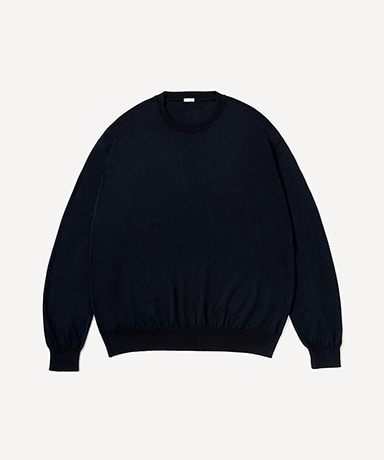 Wool Cotton High Gauge Crew Neck Sweater