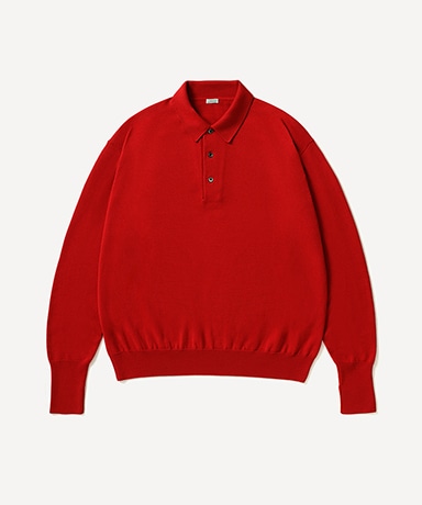 Wool Knit L/S Polo Shirts