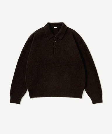 Brushed Cashmere Middle Gauge Polo Collar Sweater