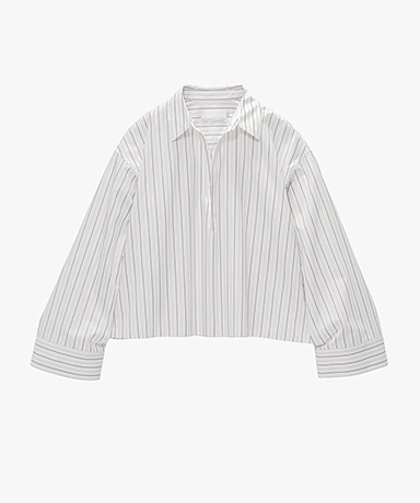 SIDOGRAS Brown Stripe Short Skipper Blouse