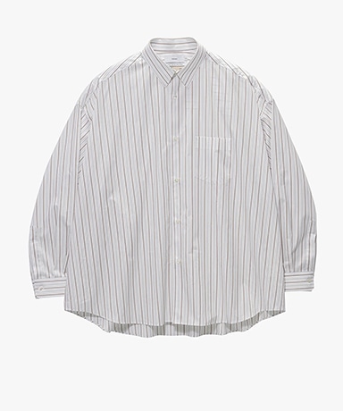 SIDOGRAS Brown Stripe L/S Oversized Regular Collar Shirt