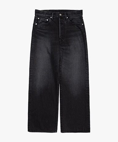 Selvage Denim Five Pocket Wide Straight Pants -DARK FADE-