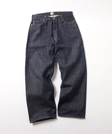 Recycled Waste Suvin Cotton Yarn 14oz. Denim 5pocket Wide Pants WWII Model