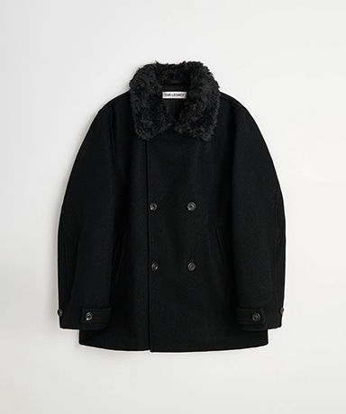 Wage Peacoat - Black Stamped Wool
