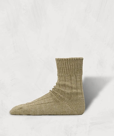 Linen & Recycled Polyester Ribbed Socks Middle Length