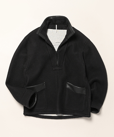 Faux Leather Trim Oversized Pullover