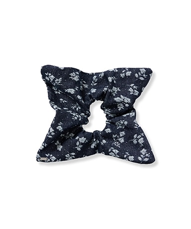 Floral Denim Square Scrunchie