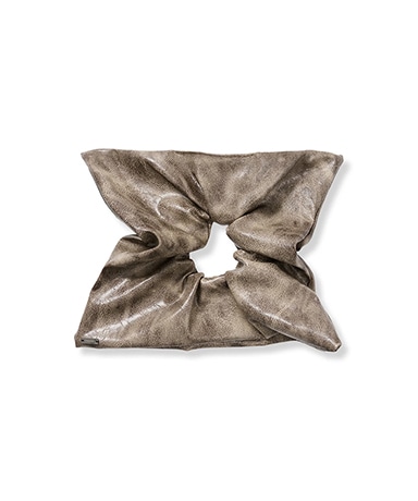 Vintage Faux Leather Square Scrunchie