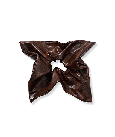 Vintage Faux Leather Square Scrunchie