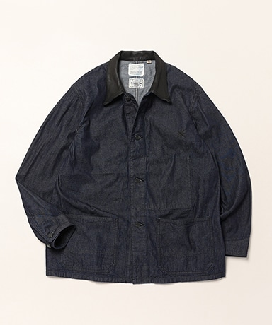 Leather Collar Denim Chore Jacket