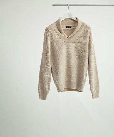 SHAWL COLLAR KNIT SWEATER
