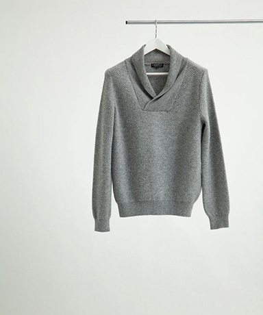 SHAWL COLLAR KNIT SWEATER