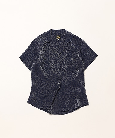 S/S Western Blouse - Rayon Leopard Jacquard