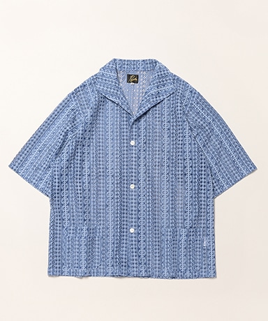 S/S Widespread Collar Shirt - Raschel Lace