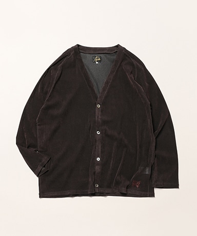 V-Neck Cardigan - Flocked Stripe Lace