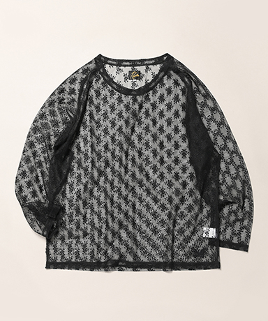 L/S U-Neck Tee - Floral Raschel Lace
