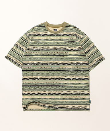 S/S Crew Neck Tee - Stripe Jersey / Stripe Printed